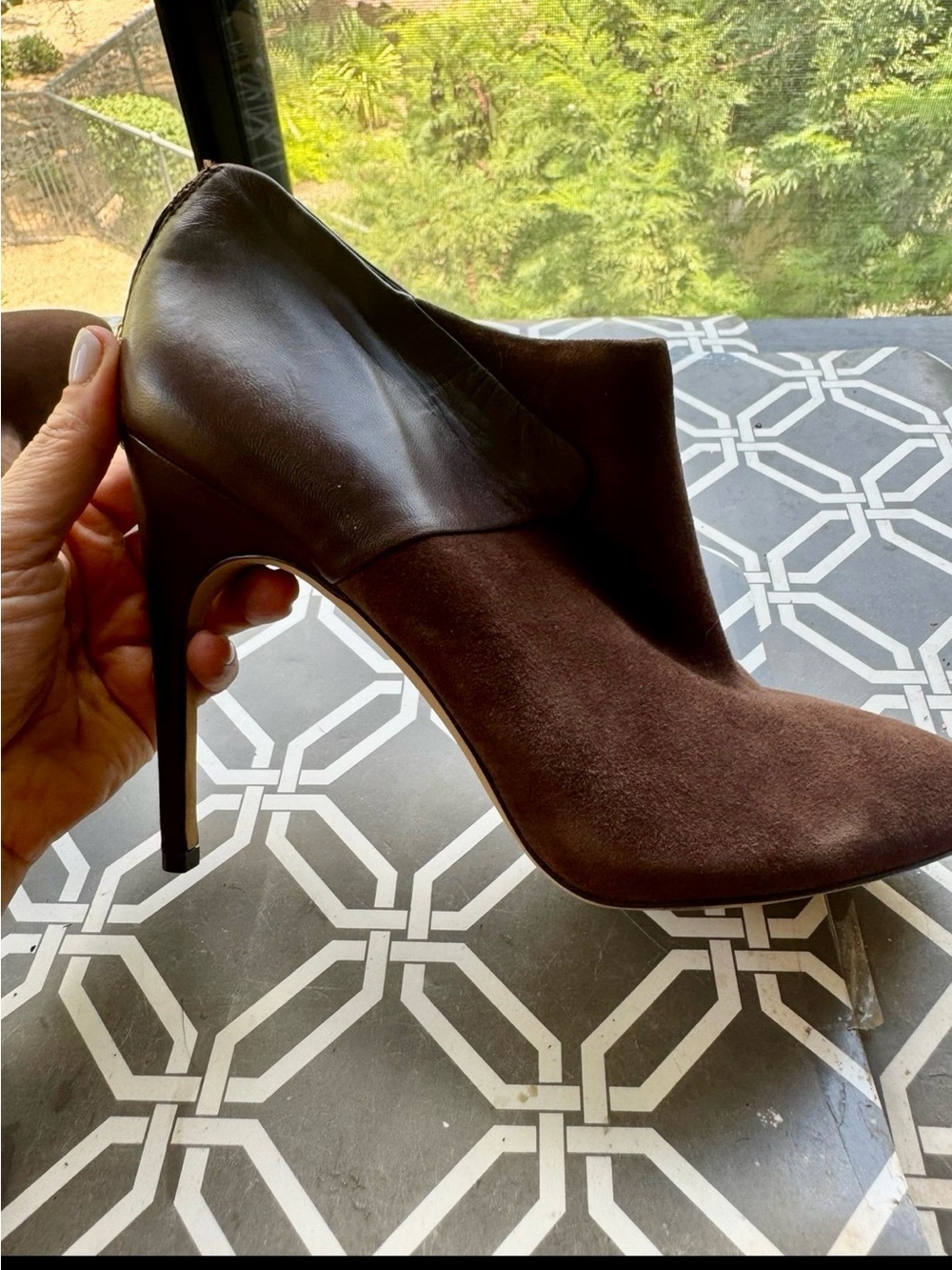 Sam Edelman Dark Brown Suede & Leather High Heel Bootie